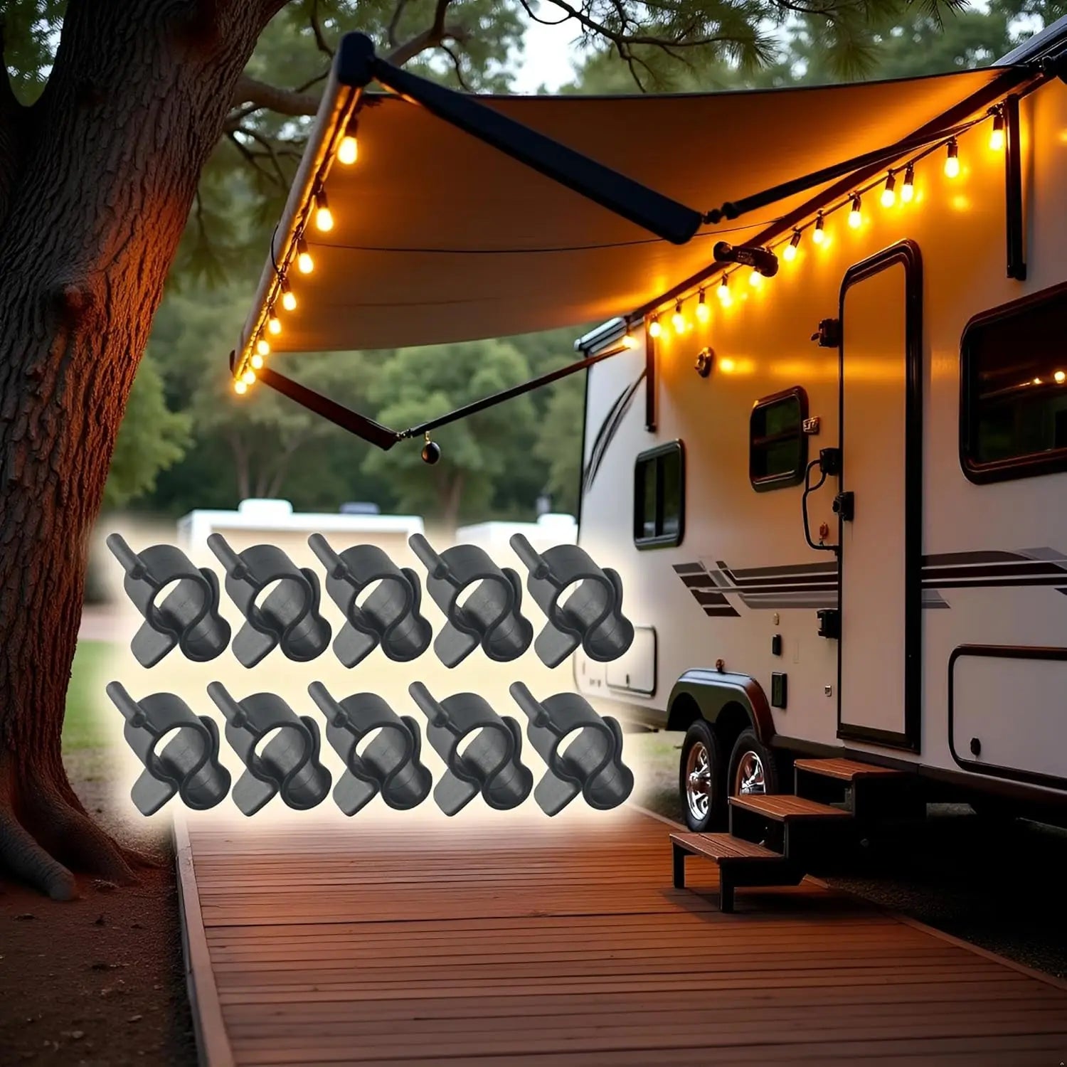 10 PCS Camping Tent Clip Hook Durable Awning Hanger for Lantern Rope Lights Replacement Gear for Outdoor Hiking Glamping Setup Oasis Select