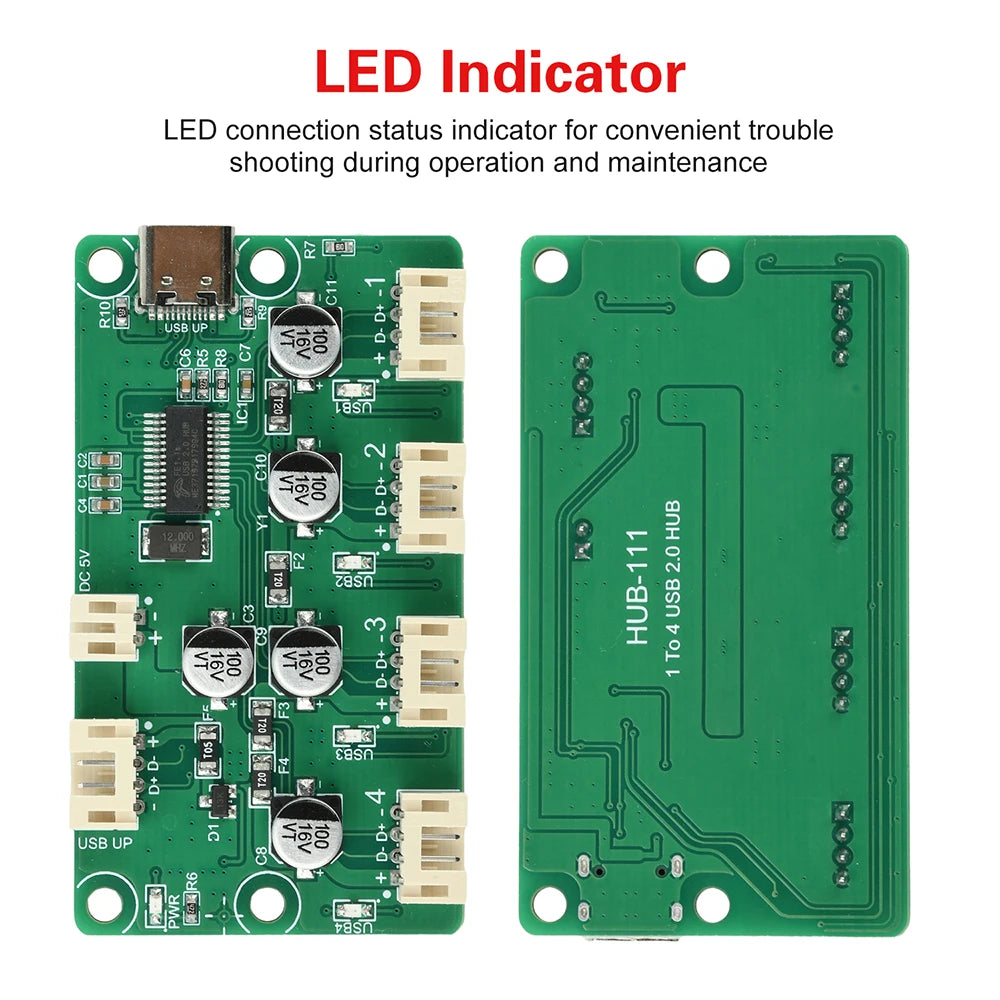 1 to 4 Port HUB Module USB 2.0 Free Drive USB Splitter Electronic Development Expansion Board XH2.54 PH2.0 DC 5V Oasis Select