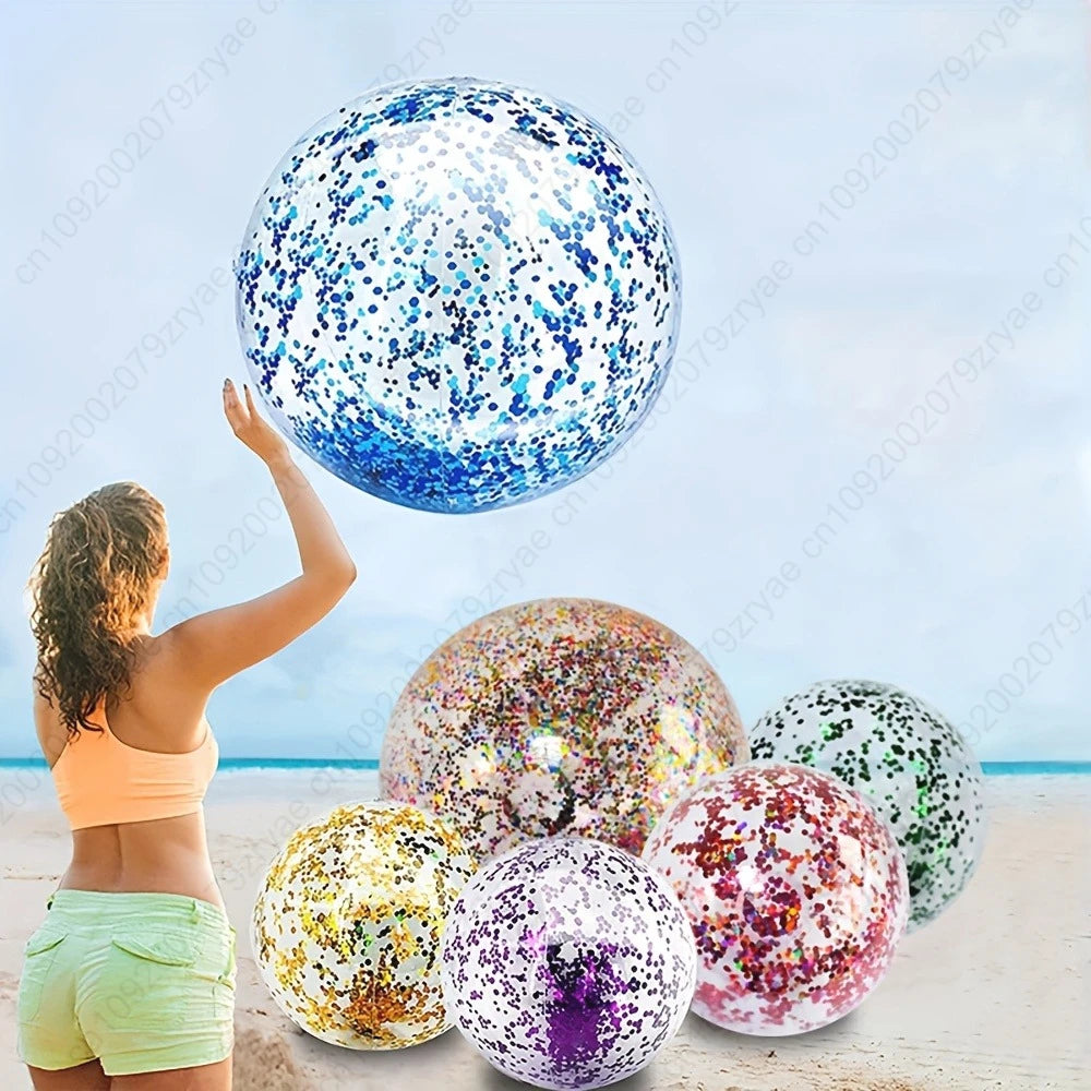 Inflatable Sequin Beach Ball – Pool Party Summer Fun Accessory
