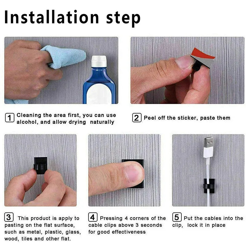 10/30/100PCS Cable Organizer Clips Cable Management Wire Manager Cord Holder USB Charging Data Line Bobbin Winder Wall Mounted Oasis Select
