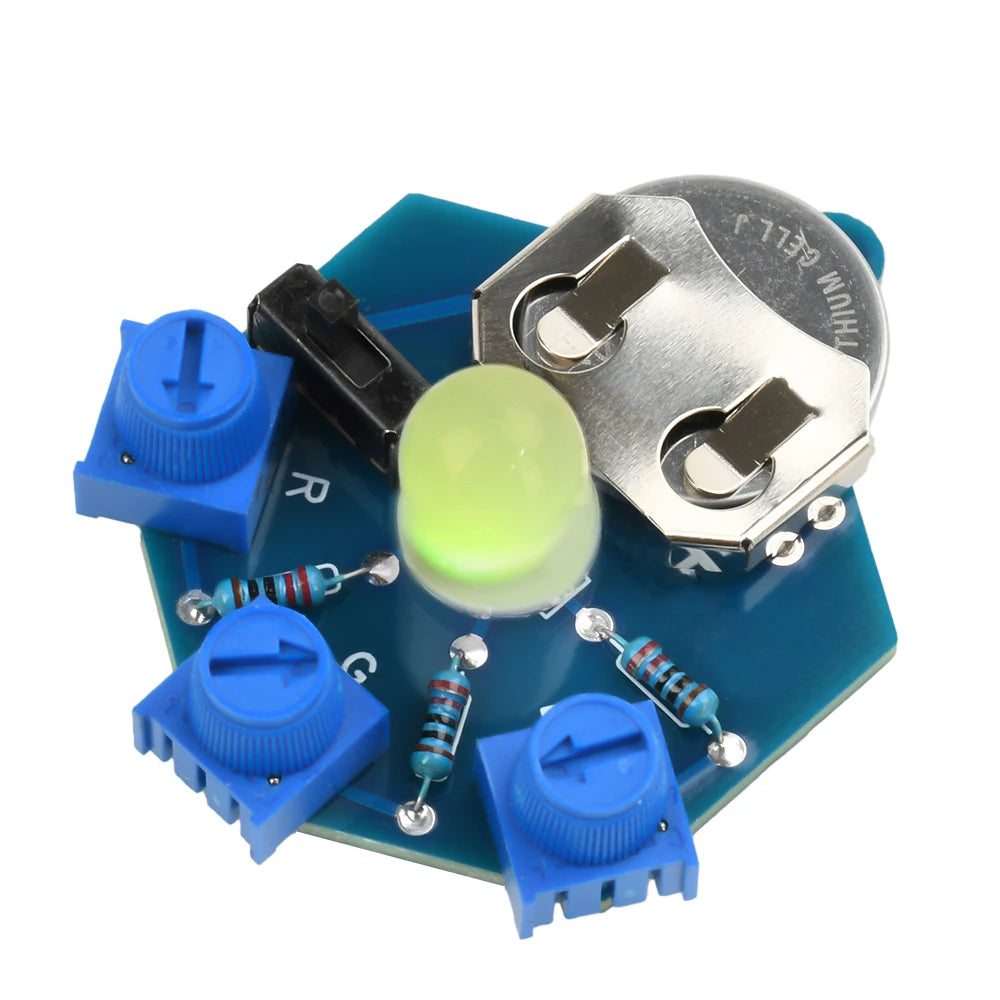 RGB LED Light Circuit Board Welding Practice DIY Electronic Beginner Learning Welding Fun DIY Kit for Student Laboratory Oasis Select