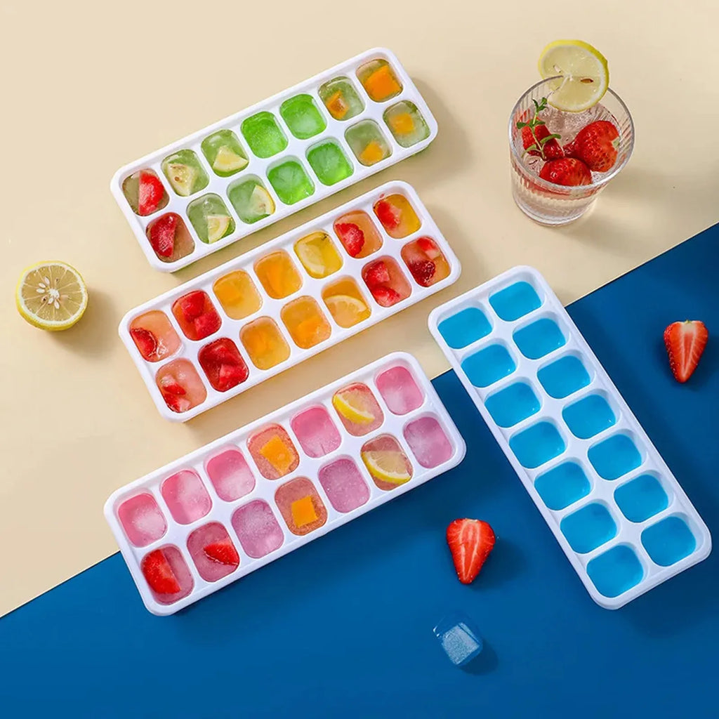 Ice Cube Tray Mold with Lid Silicone Square 14 Cube Easy Release Ice Cube Molds Summer Kitchen Bar DIY Iced Cocktail Freeze Tool Oasis Select