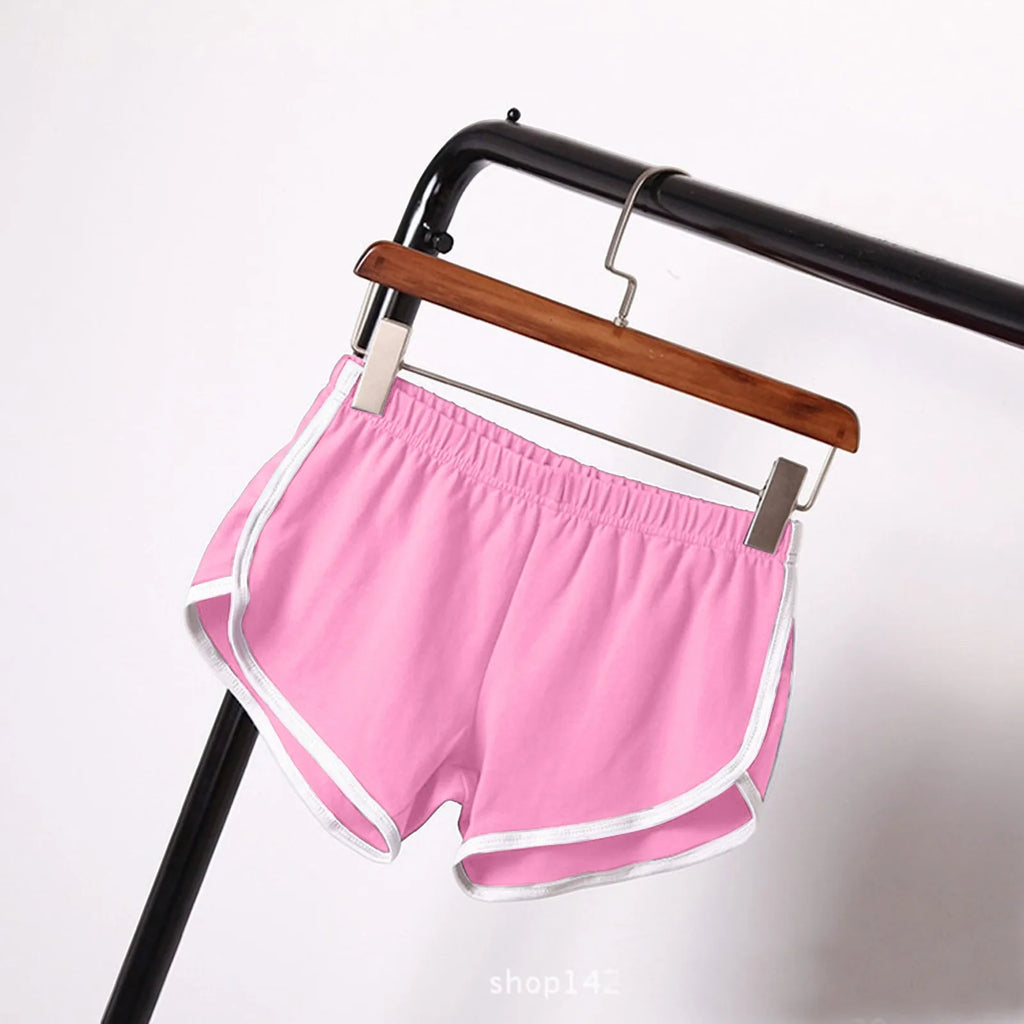 Sports Shorts Women Summer New Candy Color Anti Emptied Skinny Shorts Casual Lady Elastic Waist Beach Correndo Short Pants Oasis Select Pink XL