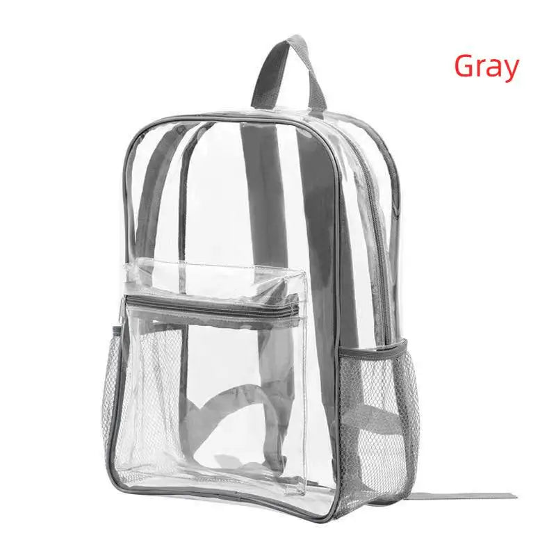 1Pcs Waterproof PVC Transparent Backpacks Adjustable Straps Durable Dual Zippers For Baseball Stadium Lightweight Clear Backpack Oasis Select Gray