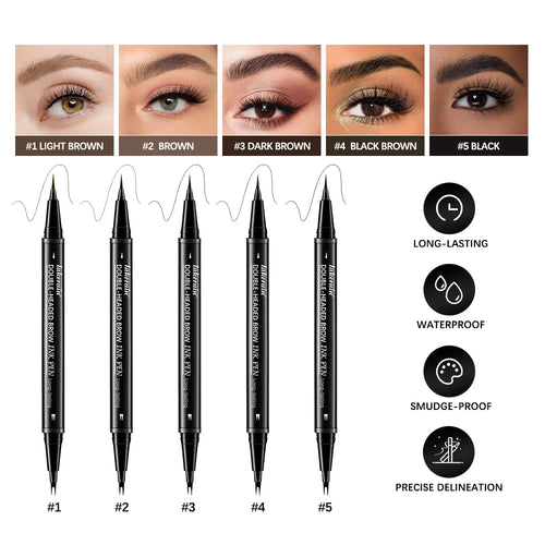 2 In 1 Eyebrow Pencil Eyeliner Double-Headed Long-Lasting Waterproof Smudge-Proof Precise Delineation Natural Tones for All Skin Oasis Select
