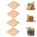 Flower Pot Trays Dish for Plant Vase Bamboo Tray Wooden Bottle Tray Bathroom Shampoo Shower Gel Organizer Jewelry Storage Tray Oasis Select Square-4pcs