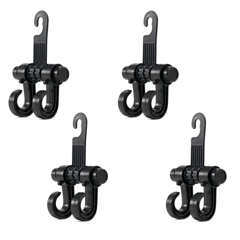 2/4Pcs Universal Car Hook Seat Multifunctional Car Backrest Storage Hook 360° Rotating Storage Double Hook Car Accessories Oasis Select 4PCS