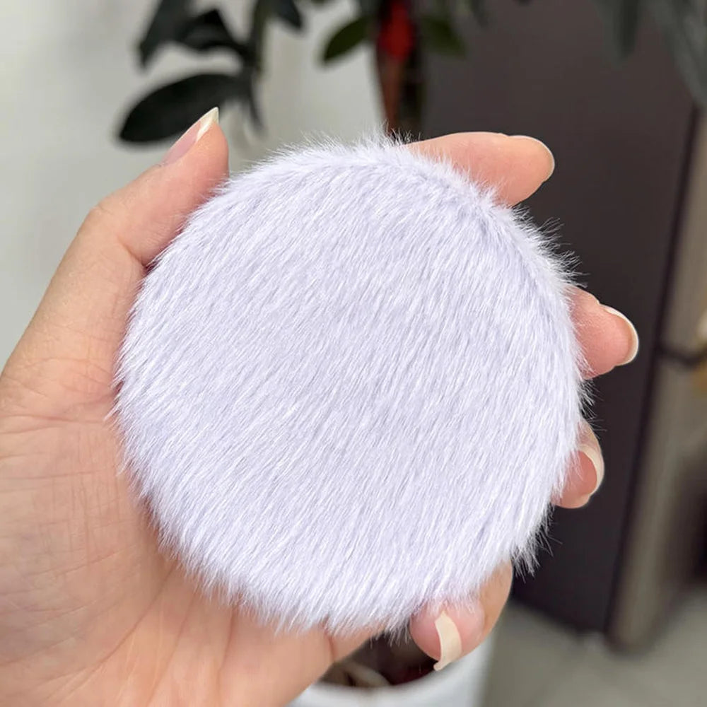 Fluffy Plush Compact Mirror – Dual-Sided Portable Folding