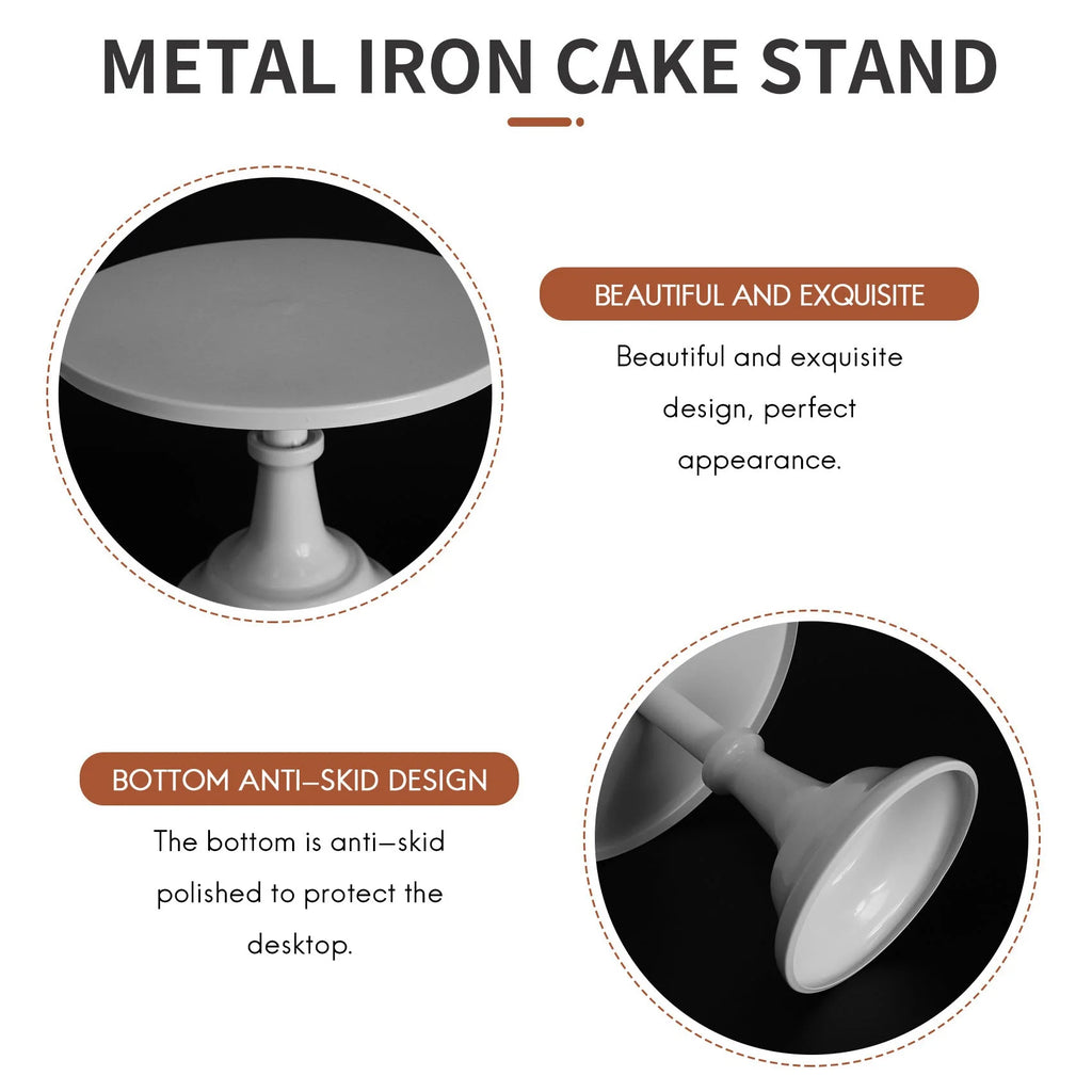 LIKE WISH Metal Iron Cake Stand Round Pedestal Dessert Holder Cupcake Display Rack Bakeware White Birthday Wedding Party Decorat Oasis Select