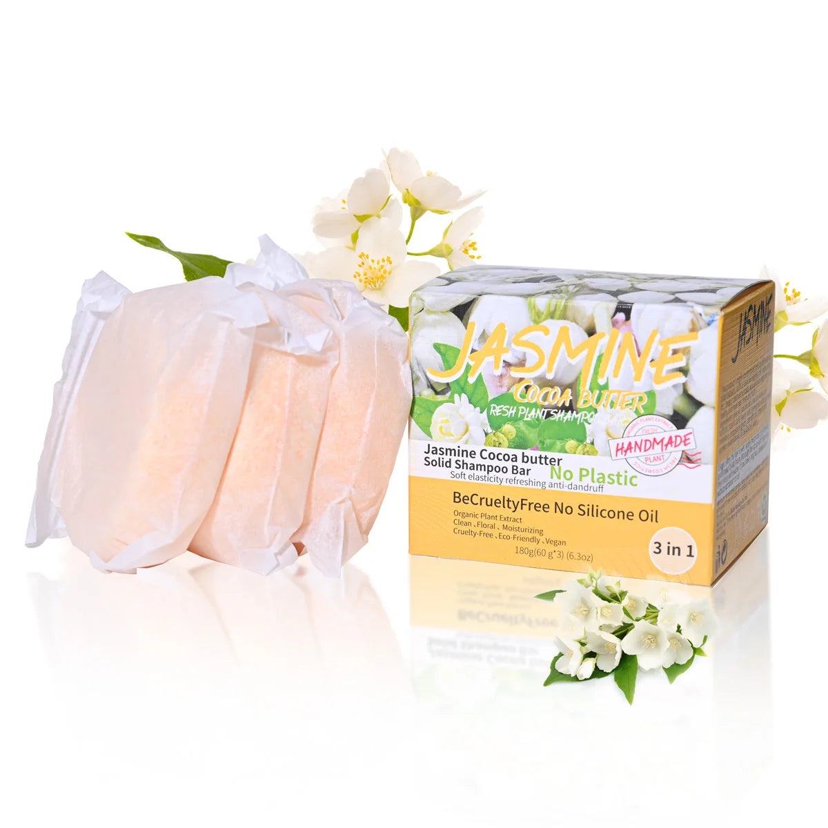 Jasmine & Ginger Shampoo Soap Bars 3-Pack | Vegetable Oil