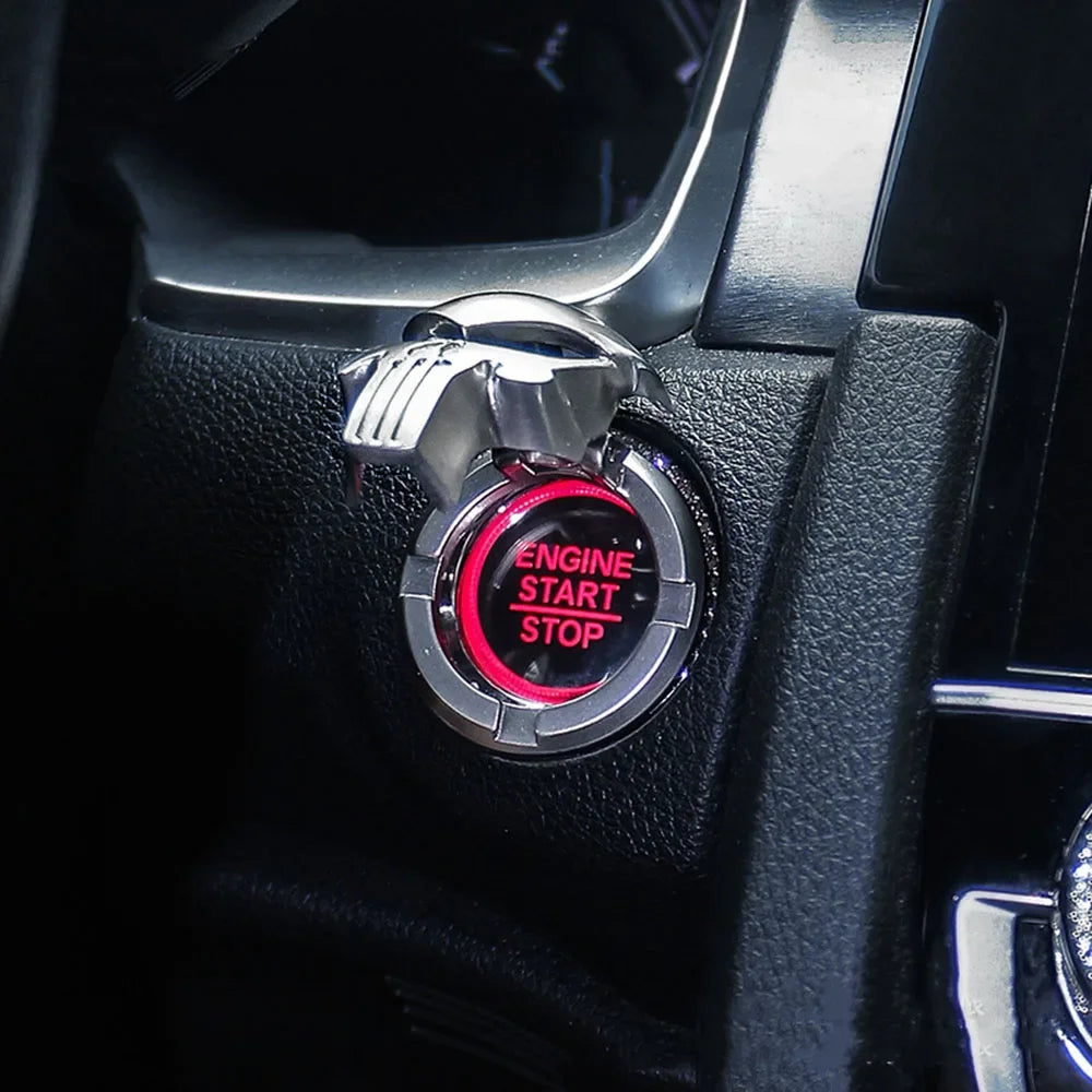 1Pcs Engine Start Stop Button Cover Zinc Alloy One-click Start Decorative Button Cover Luminous Car Ignition Device Sticker Oasis Select