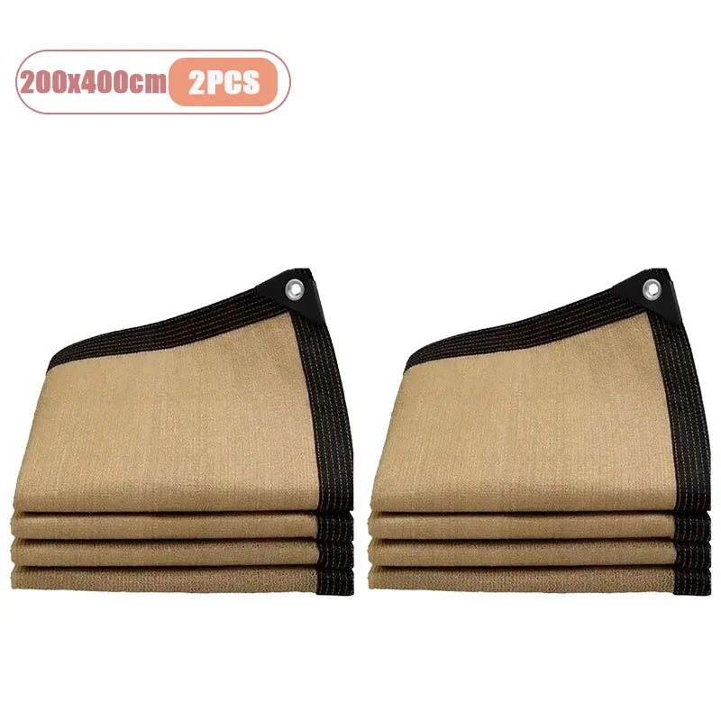 1-3PCS 2x2m 2x4m Sun Shade Net Reinforced Edges Punched Holes Shade Fabric Thickened Insulation Mesh Summer Outdoor Shading Oasis Select 200x400cm-2PCS