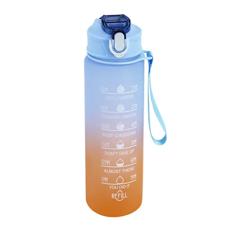 900ML Sports Water Bottle with Time Marker Leak-proof Cup Motivational Portable Water bottle Sport Fitness BPA Free Oasis Select Blue 900ml