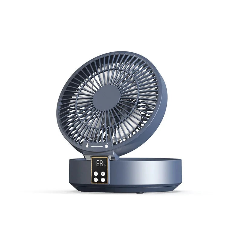 2023 New Fan With Remote Control Portable Wall-hanging Rechargeable Usb Electric Folding Fan Nightlight Air Cooler Household Oasis Select Blue