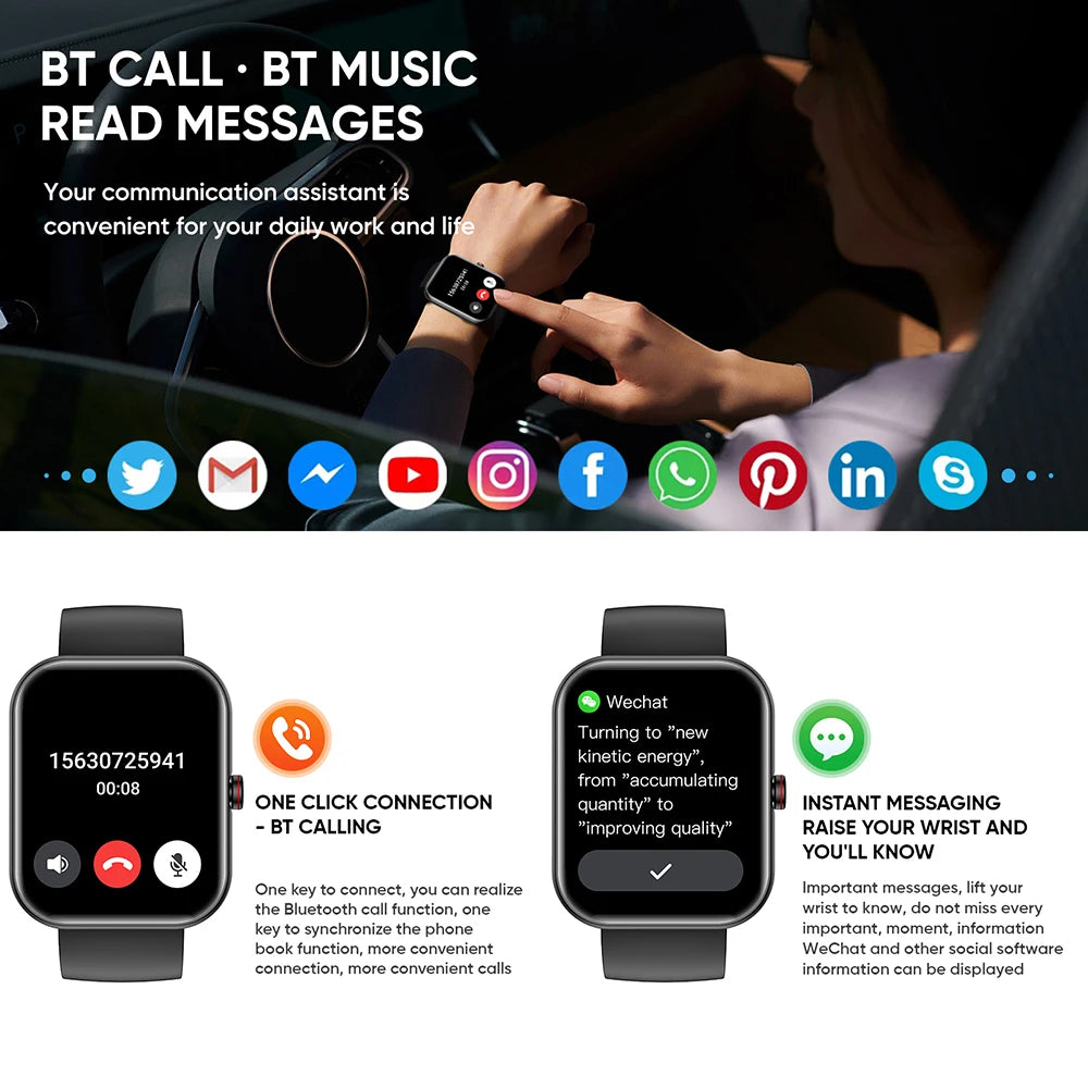 Smart Watches Women Waterproof SOS 1.91 Inch BT Call Smartwatch Men Health Monitoring AI Voice Assistant Sports For IOS Android Oasis Select