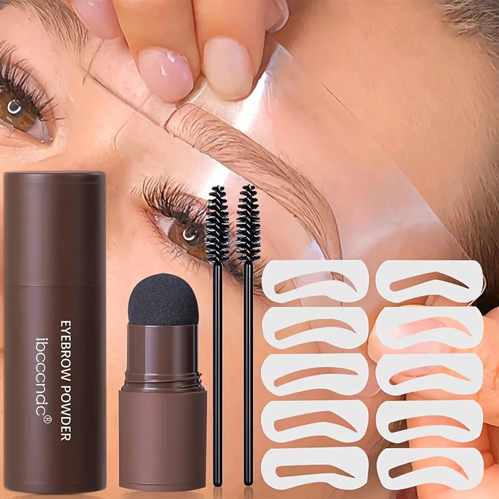 Eyebrow Stamp Stencil Kit – 10 Stencils, Waterproof Brow Powder