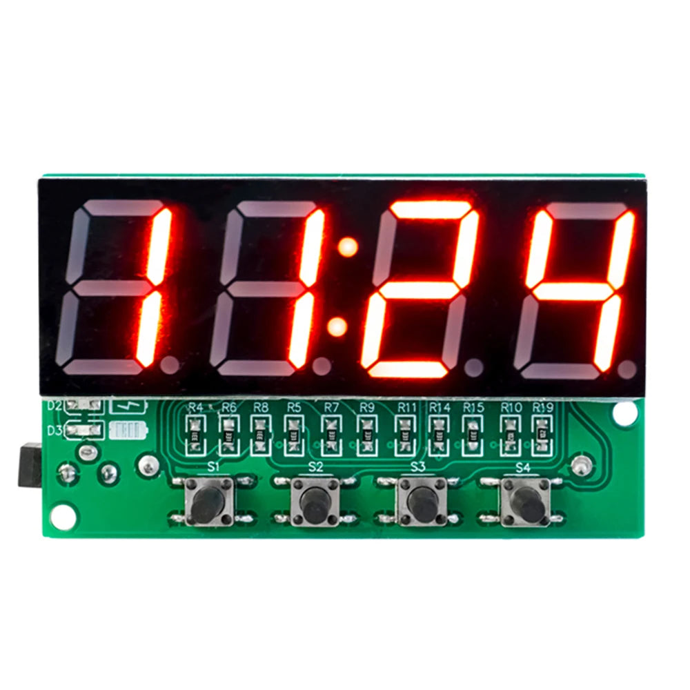 LED Digital Electronic Clock DIY Kit Clock Teaching Welding Exercise Circuit Board Set with Alarm Clock Temperature Countdown Oasis Select