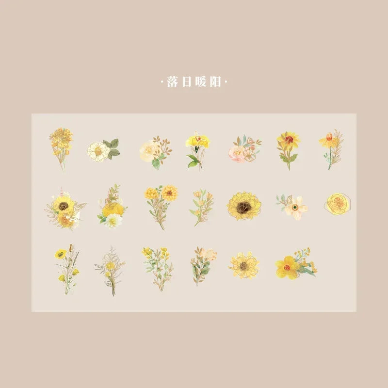 40Pcs/Bag Aesthetic Flower Stickers Pack Fresh Plant Hand Account DIY Material Decorative Stationery Stickers for Party Favors Oasis Select Style5