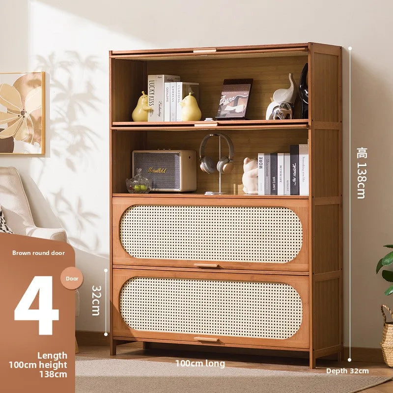 Floor-to-ceiling bookcase home living room children's wall multi-layer storage cabinet storage cabinet simple bedroom Oasis Select 100 long four doors