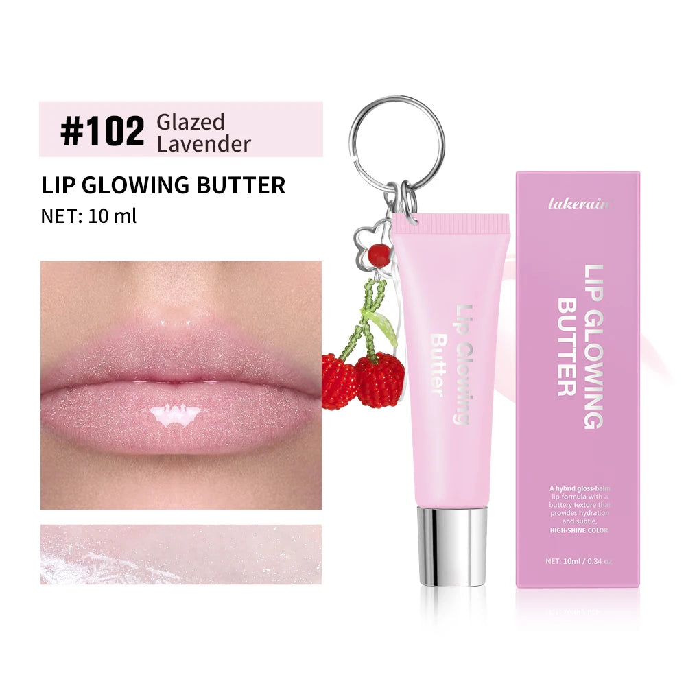 2 in 1 Lip Keychain Gloss Long Lasting Moisturizing Butter Pink Nourish Makeup Care Hydrating Glowing Shine Lipstick Cosmetics Oasis Select 2Glazed Lavender