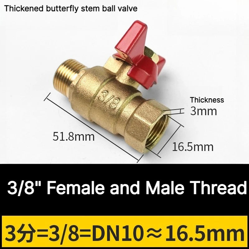 1/4" 3/8" 1/2" 3/4" Female To Female Thread Two Way Brass with Butterfly Handle Shut Off Ball Valve for Fuel Gas Water Oil Air Oasis Select 3l8 Female and Male