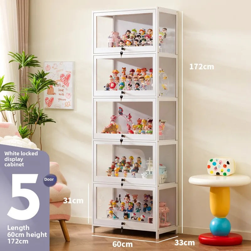 Figure Cabinet Transparent Lego Display Cabinet with Lock Household Blind Box Ornament Accessories Millet Storage Secondary Oasis Select Five doors 60 long