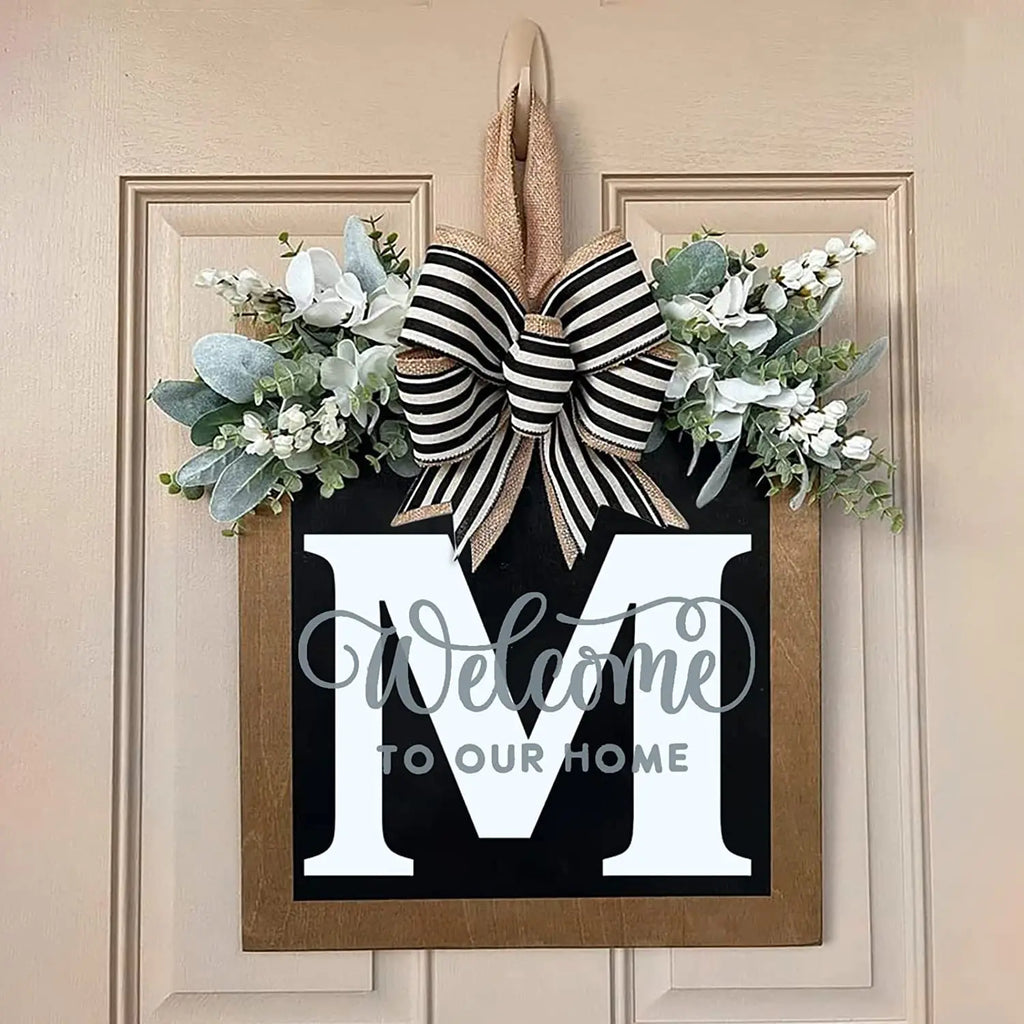 26-letter Personalized Front Door Decoration Door Hangings Layout Props Wooden Crafts Pendants Oasis Select M Round(30X30CM)