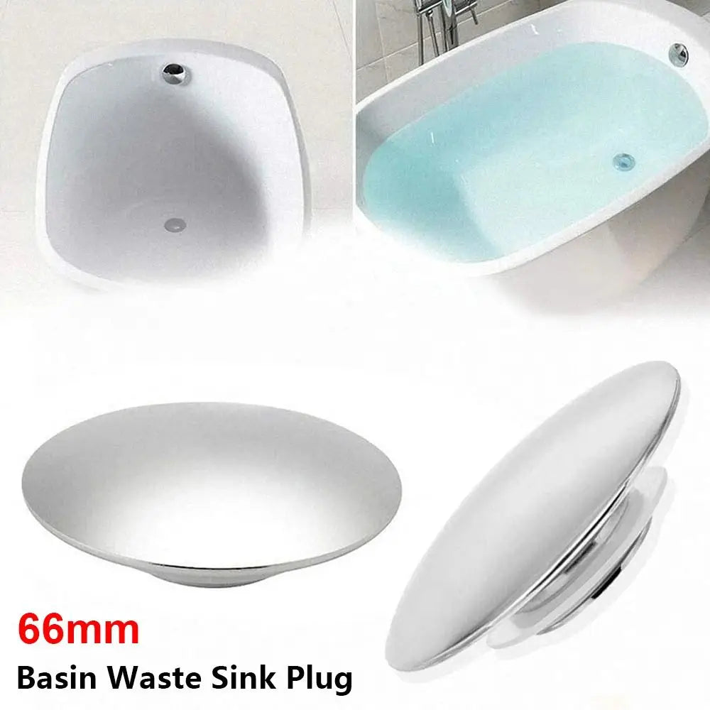 1Pcs Push Button Waste Sink Plug Click Clack Alloy Drain Stopper Silver 66mm Basin PopUp Cap Replacement Part for Bathroom Sink Oasis Select