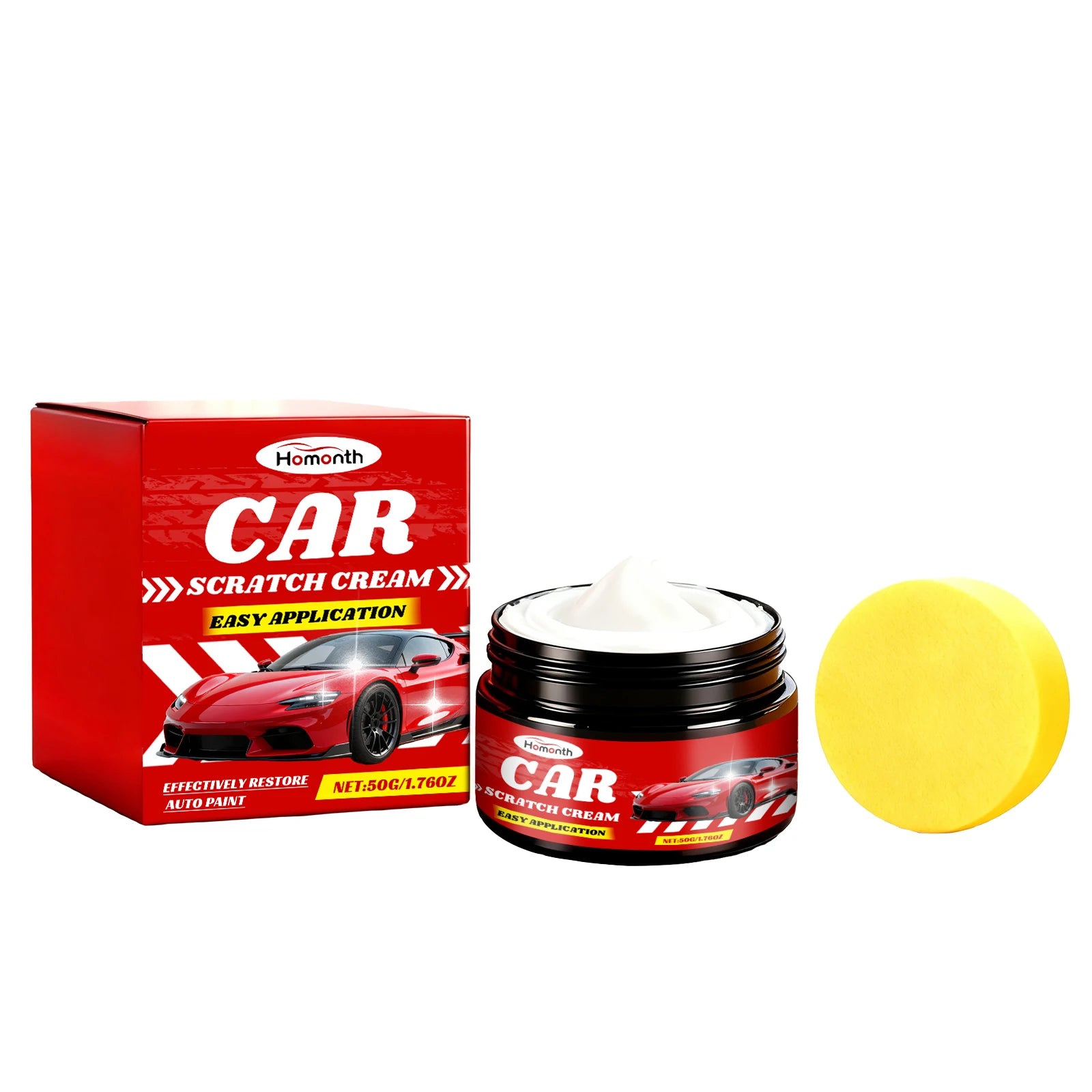 Car Scratch Remover Cream with Sponge Auto Paint Scratch Remover Polishing Paste for Car Scuffs Swirls Fine Lines Cleaning Care Oasis Select 50g with tool