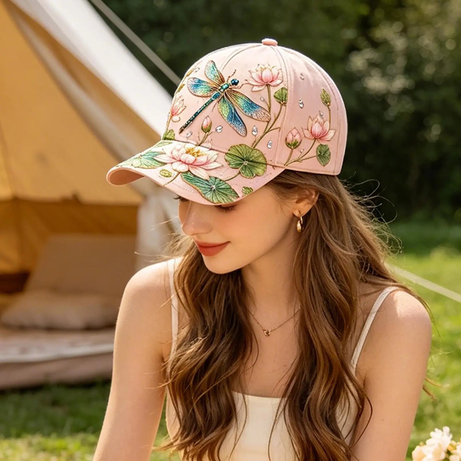 Breathable Garden Morning Cap Adjustable Animal Pattern Sports Sun Hat Soft Cotton Hummingbird Flowers Baseball Cap Outdoor Oasis Select