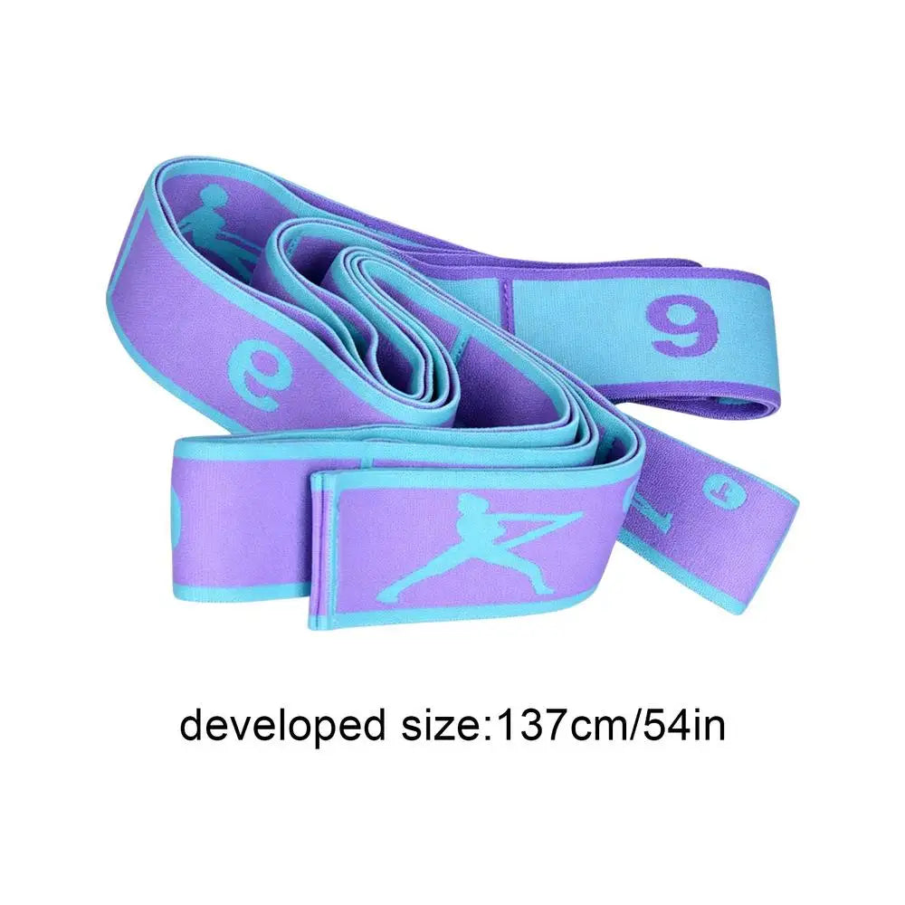 Multi Stage Yoga Stretch Band Latin Dance Stretch Band Correct Postures 12 Grid Elastic Band Digital Band Strap Belt Fitness Oasis Select Lavender