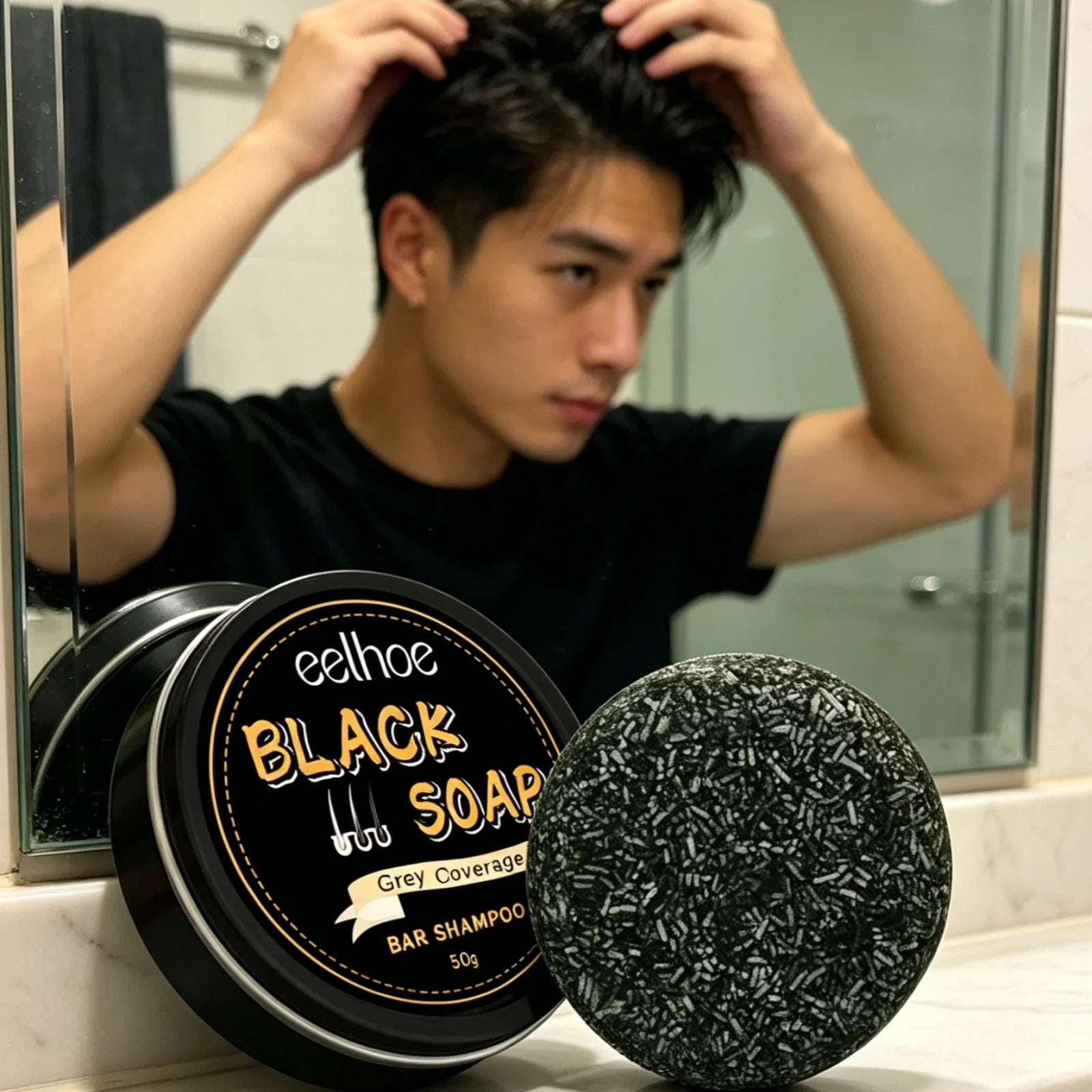 EELHOE Black Soap Natural Shampoo Bar – Gray Hair & Deep Nourish Natural Shampoo Bar Oasis Select