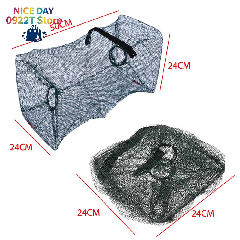 Fish Trap Net Fishing Gear Crab Prawn Shrimp Crayfish Lobster Crawdad Foldable@#X Oasis Select