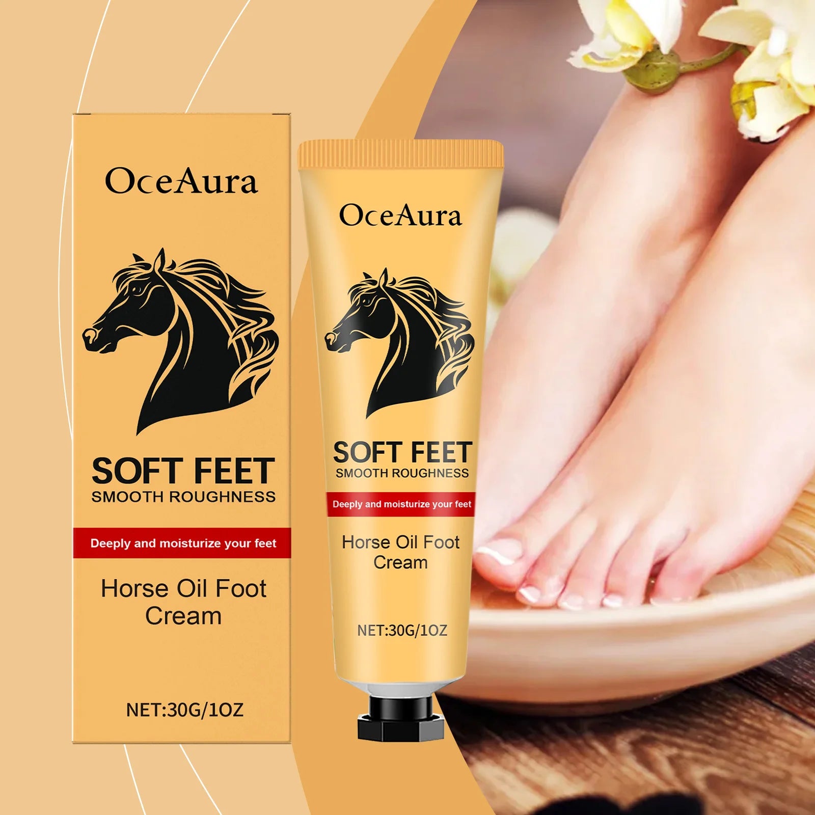 Horse Oil Anti Crack Foot Cream Repair Chapping Heel Callus Removal Exfoliation Nourish Smooth Anti-Drying Hand Feet Skin Care Oasis Select