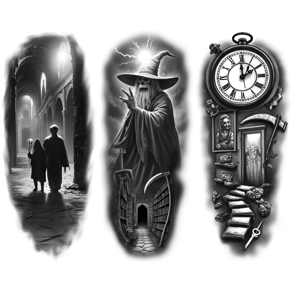 3-Pack Gothic Temporary Tattoos – Waterproof Dark Symbol Body Art