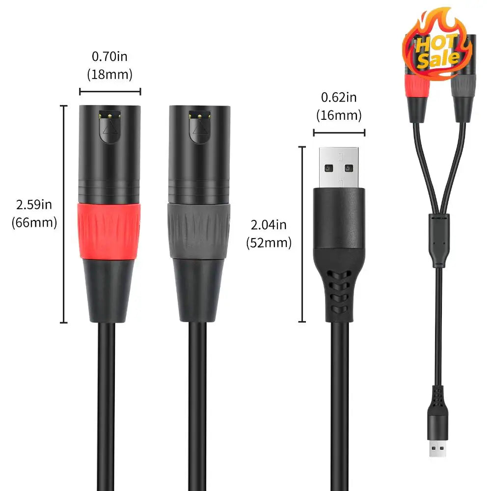 PC USB To Stereo Audio Cable Converter USB A To 2 XLR Male Stereo Audio Cable for Speaker Power Amplifier Oasis Select