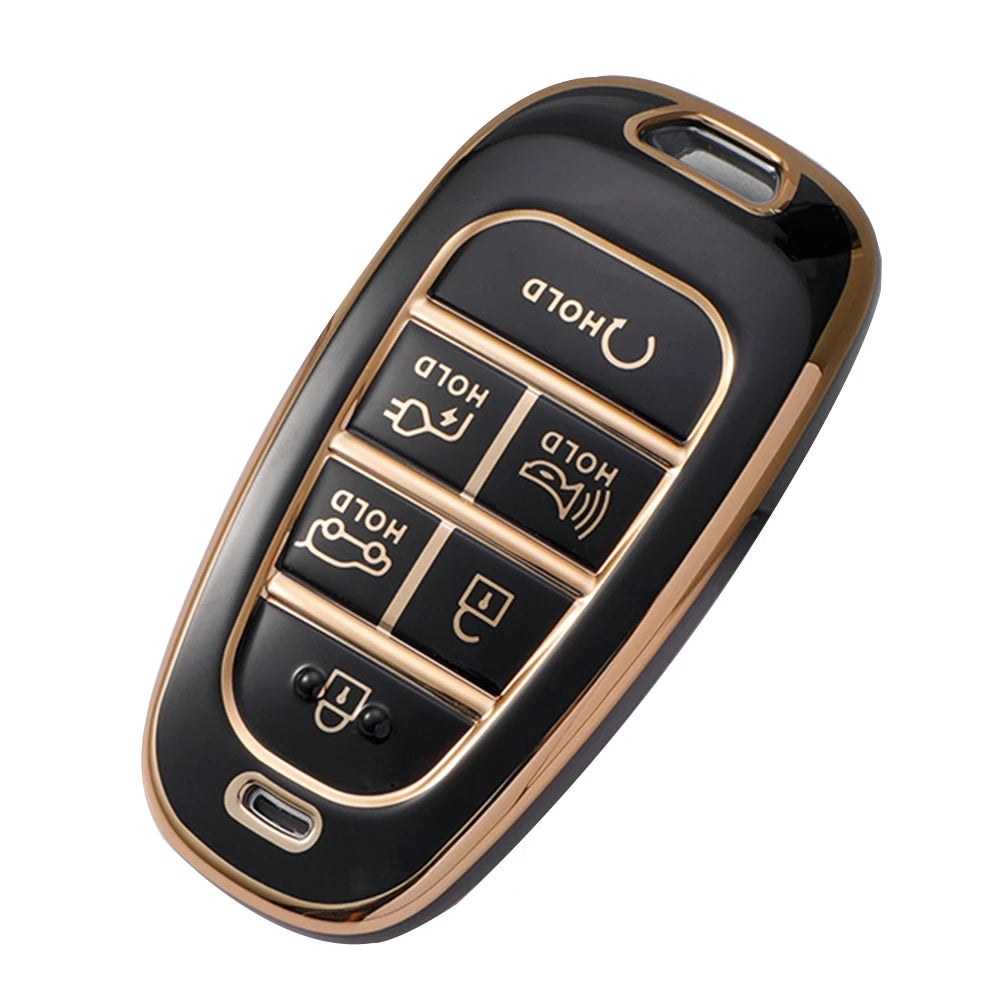 6 Button Car Key Case Cover for Hyundai Models Compatible with For Ioniq 5 For Solaris For Sonata For Hybrid for 2020 2021 Oasis Select Black China Mainland