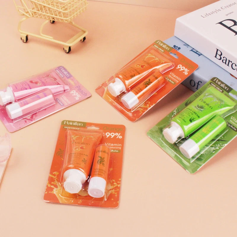 Peinifen Hand Cream & Color-Changing Lip Balm Set – Vitamin E Hand & Lip Care Set Oasis Select