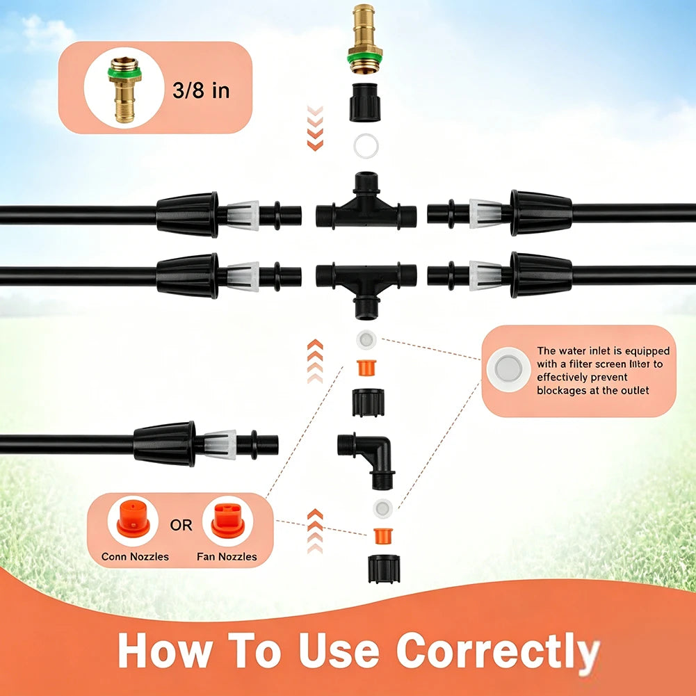 4 Nozzle Sprayer Boom Wand With 1/4 Inch Brass Fitting Extendable To 75 Inch For Garden Farm Pest Control Watering Tool Oasis Select
