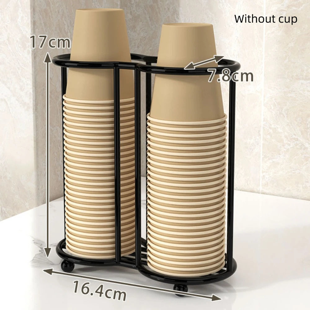 Multifunctional Kitchen Paper Cup Holder Plastic Cup Holder Cup Organizier Desktop Cup Storage Rack Large Capacity Oasis Select Double Grid Black