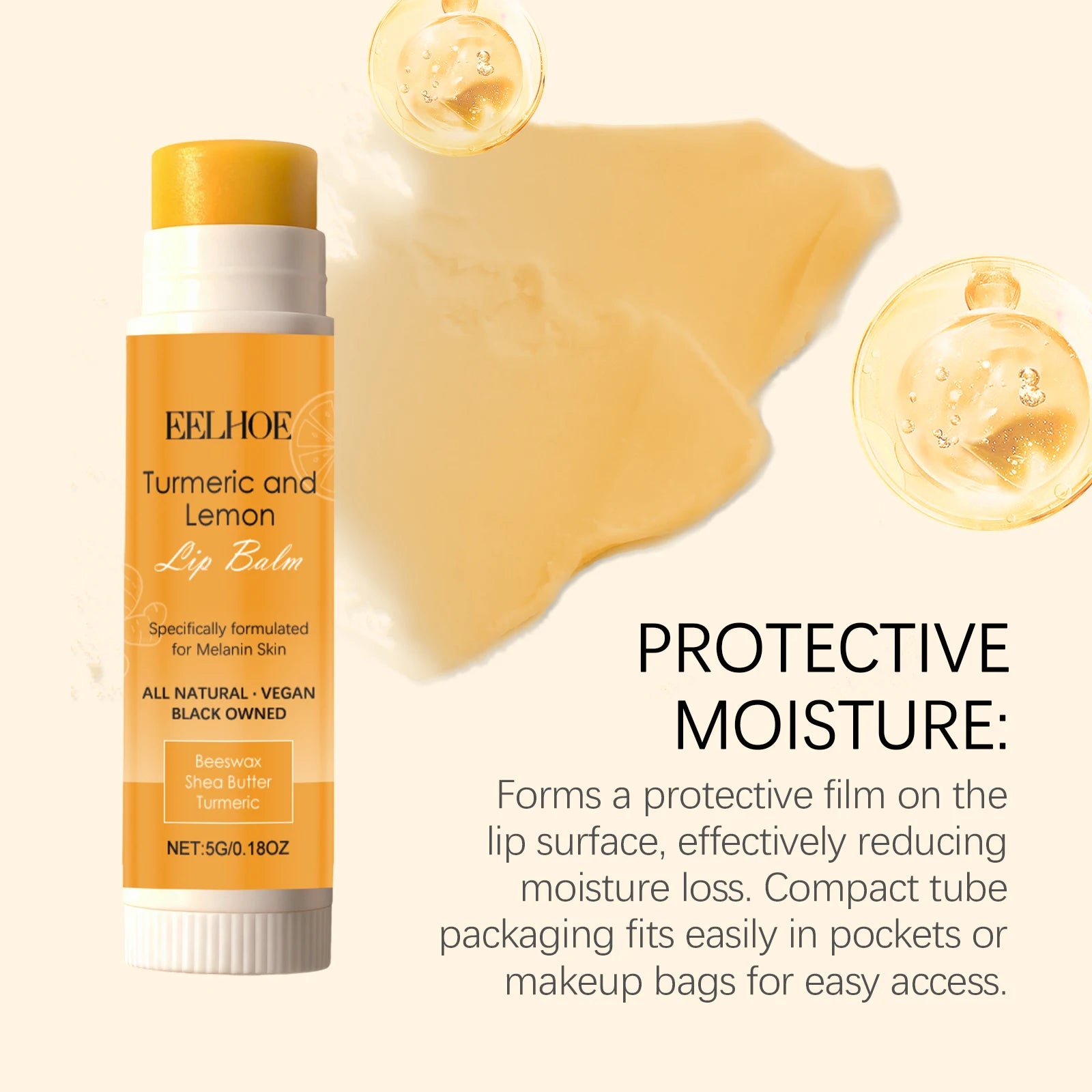 Turmeric Lemon Lip Balm Brightening Moisturizing Softens Lip Skin Protective Lip Care Cream for Dry Chapped Lips Daily Hydrating Oasis Select