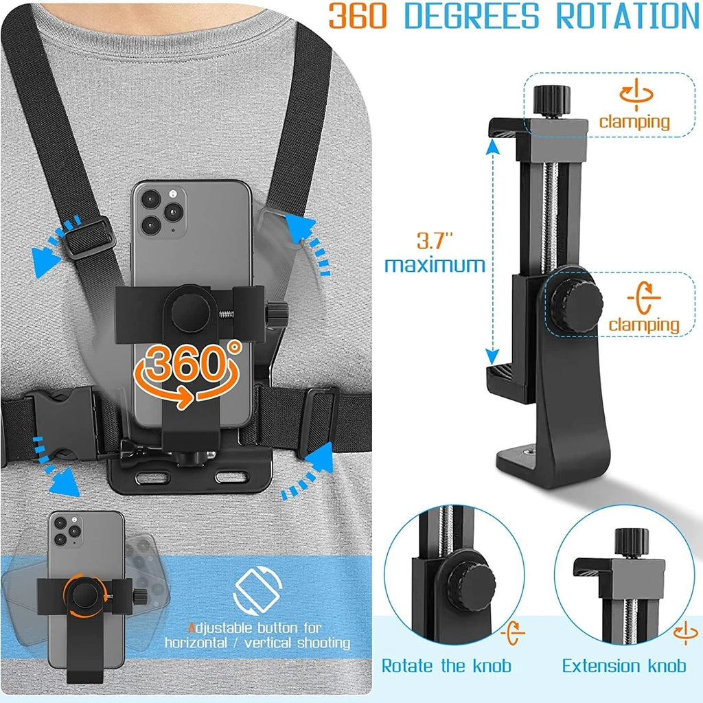 Phone & Action Camera Chest Strap Mount | GoPro & Smartphone