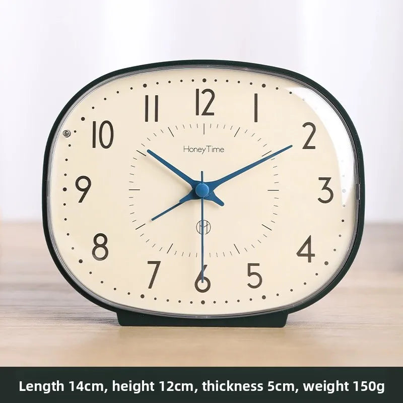 New Bedside Small Alarm Clock Desktop Silent Clock Dedicated for Elderly Bedroom Wake-up Tool Desktop Ornament Oasis Select dark green