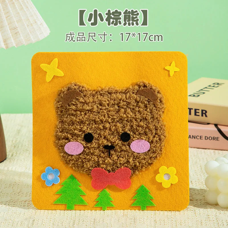 Christmas Gifts Non-woven Fabric Sewing Fun Thread Drawing Christmas Tree Children's Diy Handmade Material Toys Oasis Select Little brown bear