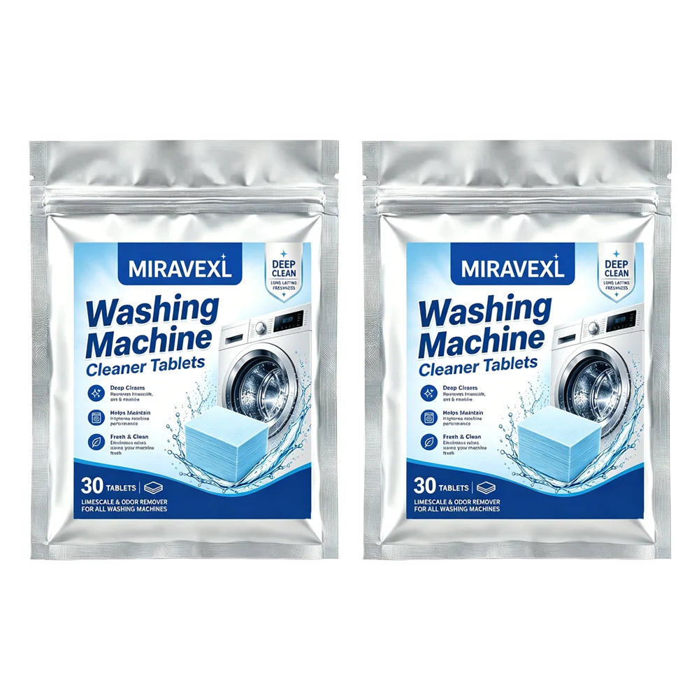 30Pcs Washing Machine Cleaner Tablets, Deep Clean Washer Tub Descaler Remove Limescale Mold Mildew Odor, Fit Front Load, etc. Oasis Select 2 bags (60 pieces)
