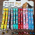 12Pcs 6 Colors Pet Cat Puppy Buckle Collar With Bell Footprint Mix Color Anti-Lost Dog Collars Pet Accessories Oasis Select A1