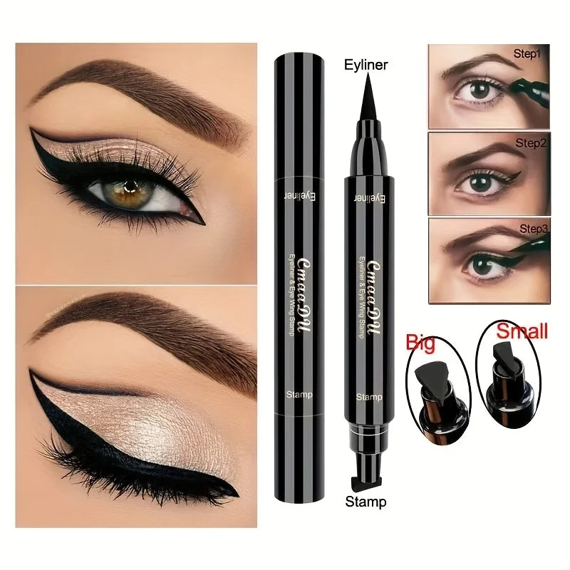 1 Pcs Black Wings Stamp Liquid Eyeliner, Easy Cat Eye Template Makeup Tool Anti-smudge, Vamp Wing, Lasting Waterproof Anti-sweat Oasis Select