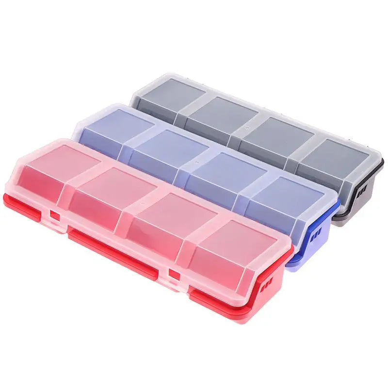 4 Grid Plastic Hardware Storage Box with Lid, Screw Organizer Case for Small Parts, Blue Red Black Available Oasis Select