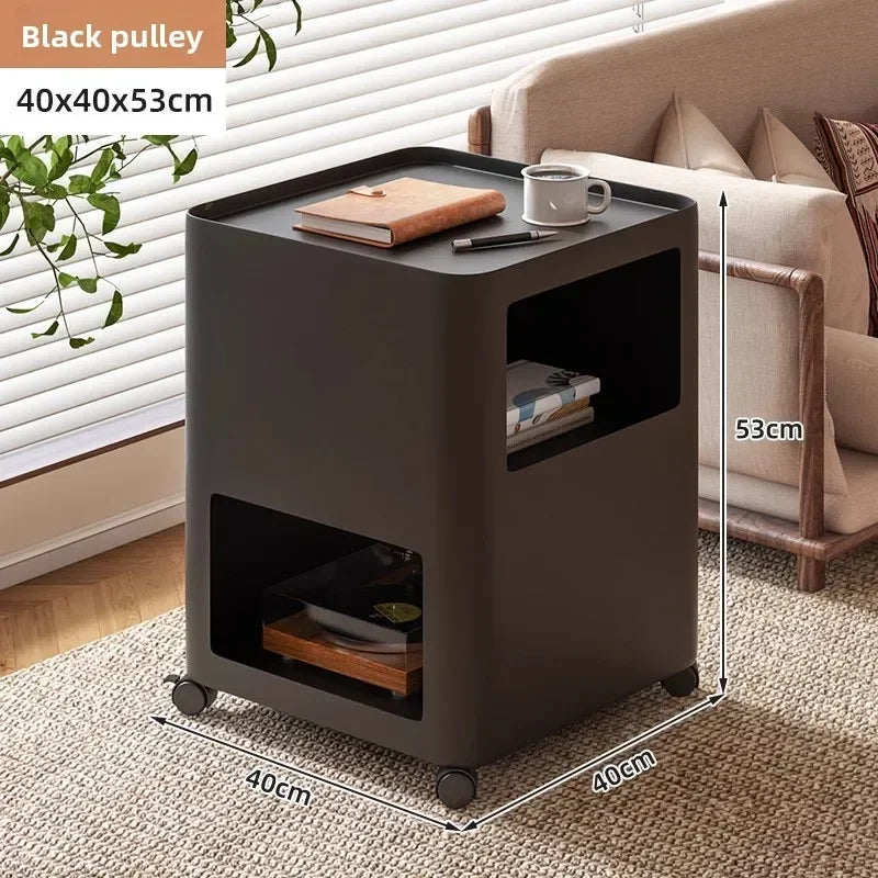 Wrought iron side table removable living room sofa coffee table small table bedroom bedside bedside table sturdy and durable Oasis Select Black 40-53-kyd