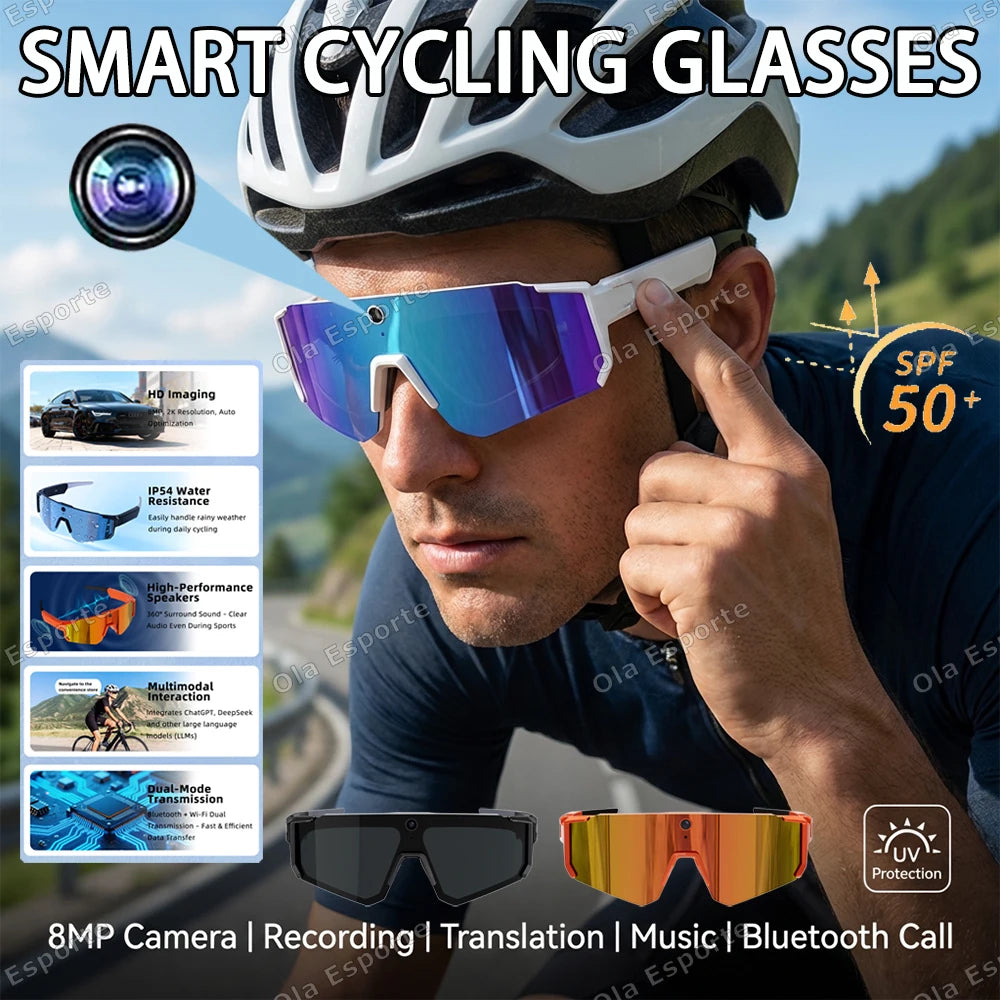AI Smart Glasses 1200P Camera Bluetooth WiFi UV400 Polarized